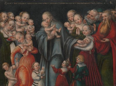 المسيح بركة الأطفال ، 1545-50 بواسطة لوكاس الأصغر حجما